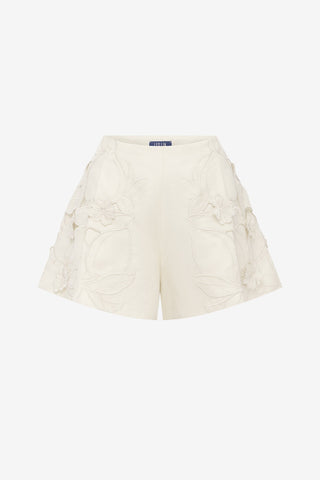 Abby Appliqué Shorts - Snow Shorts