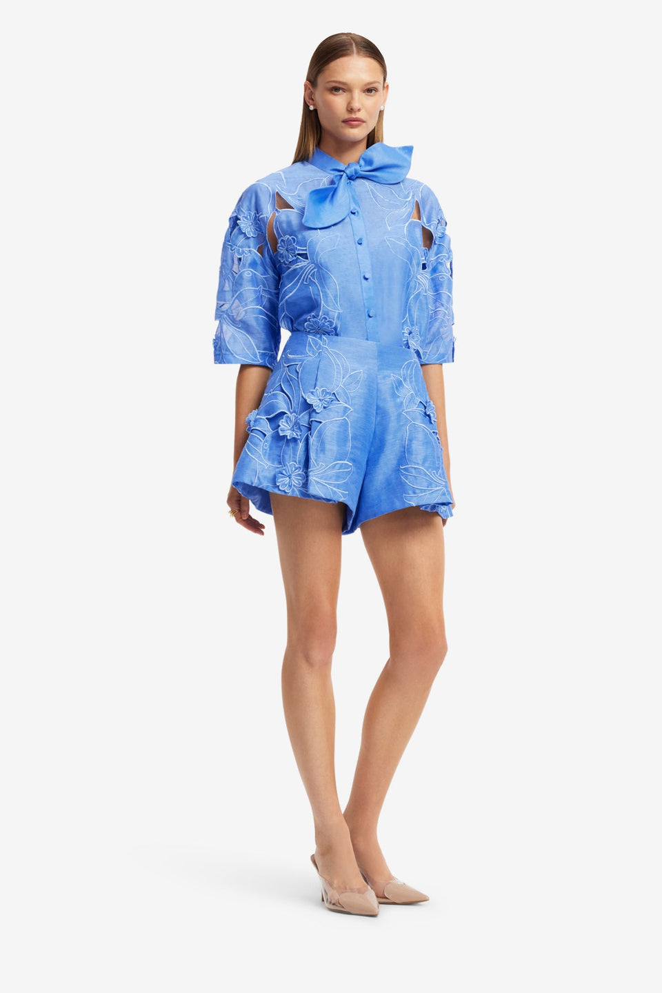 Abby Appliqué Shorts - Azure Shorts