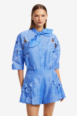 Abby Appliqué Shorts - Azure Shorts