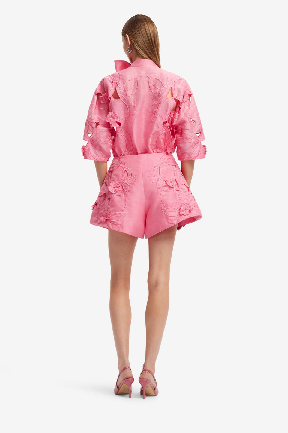 Exclusive LEO LIN Abby Applique Shorts - Fuchsia