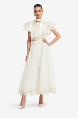 Jasmine Appliqué Flutter Sleeve Top - Snow Tops