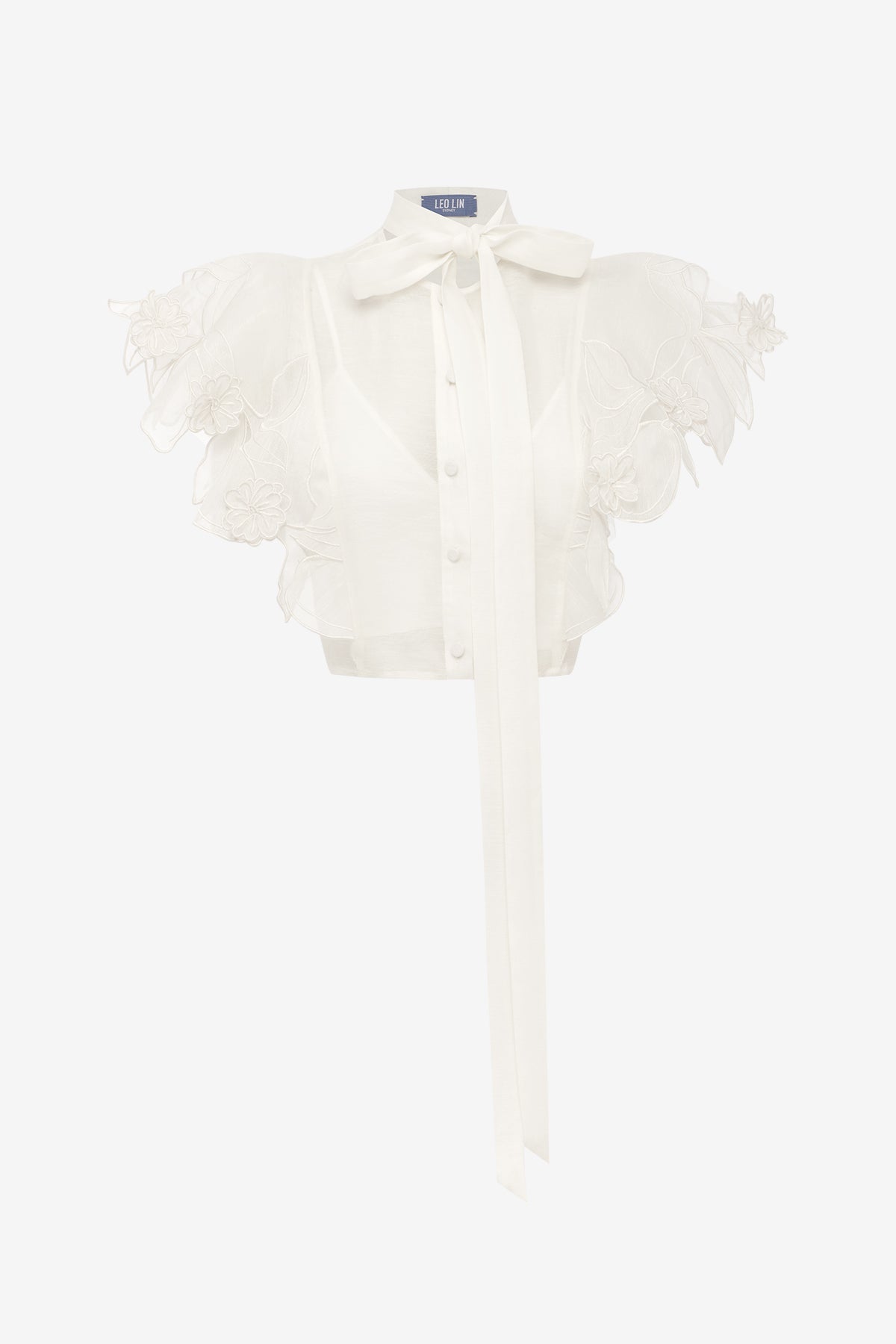 Jasmine Appliqué Flutter Sleeve Top - Snow – LEO LIN