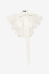 Jasmine Appliqué Flutter Sleeve Top - Snow Tops