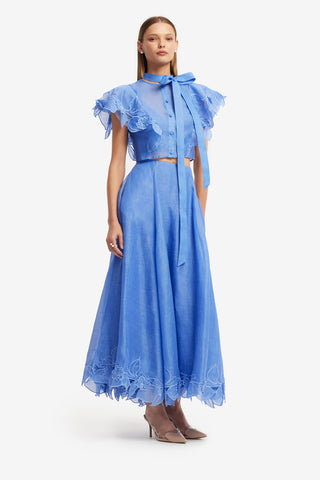 Leila Appliqué Midi Skirt - Azure Skirts