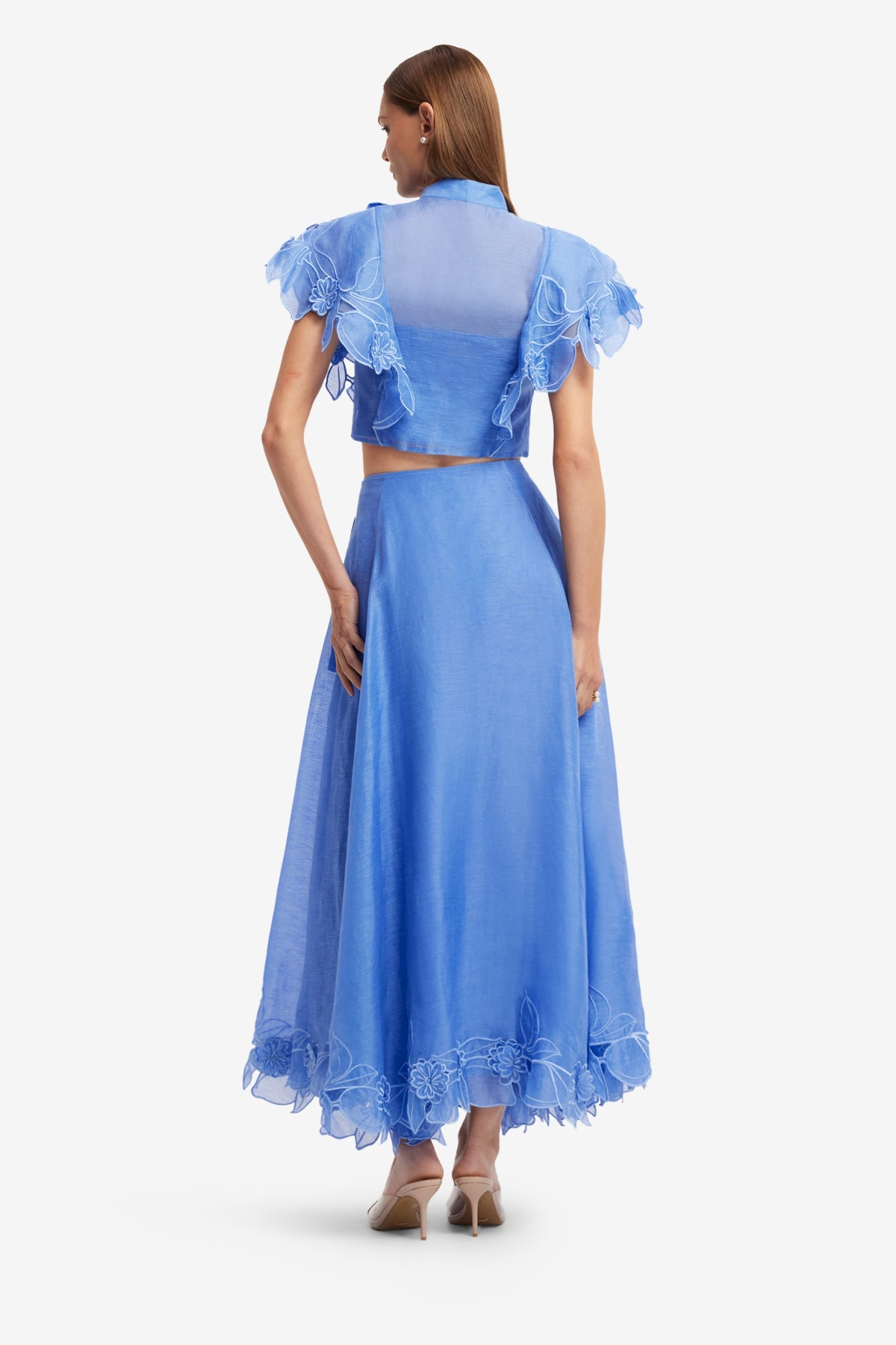 Jasmine Appliqué Flutter Sleeve Top - Azure – LEO LIN