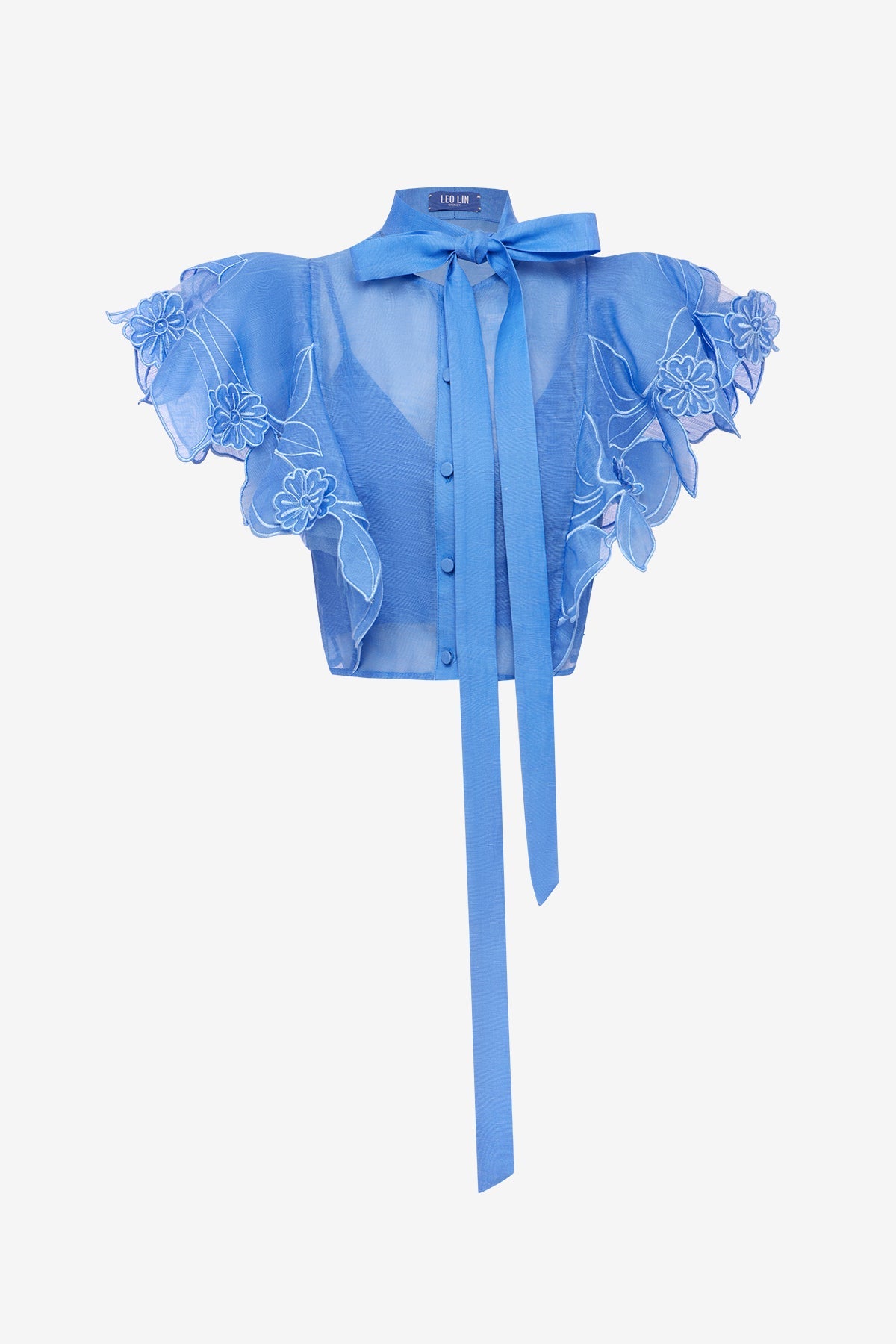Jasmine Appliqué Flutter Sleeve Top - Azure – LEO LIN