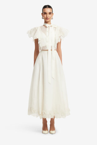 Leila Appliqué Midi Skirt - Snow Skirts