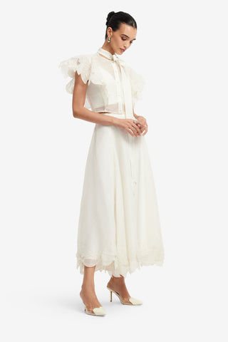 Leila Appliqué Midi Skirt - Snow Skirts