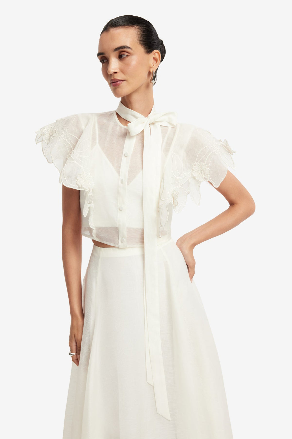 Leila Appliqué Midi Skirt - Snow Skirts