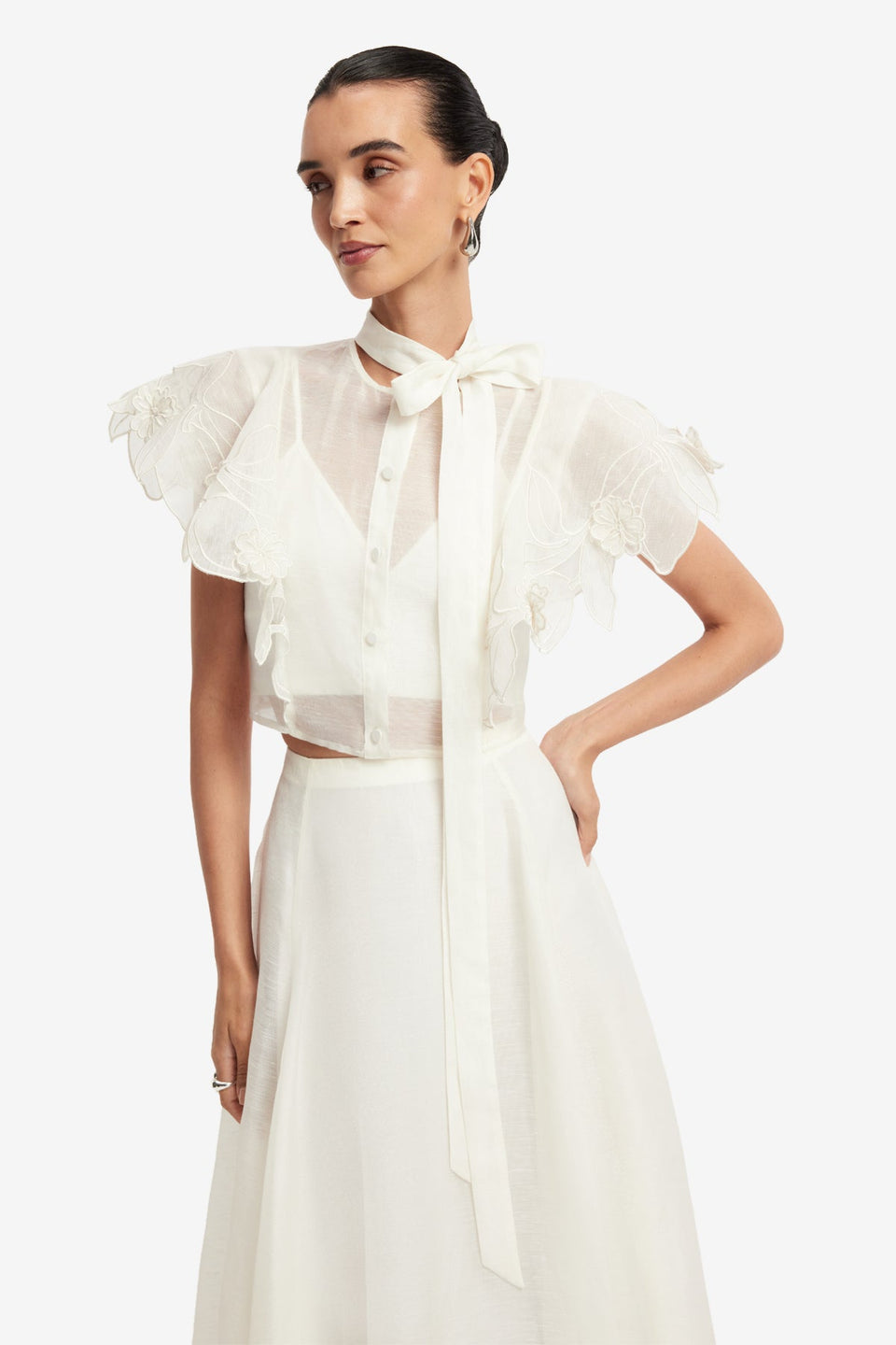 Leila Appliqué Midi Skirt - Snow Skirts