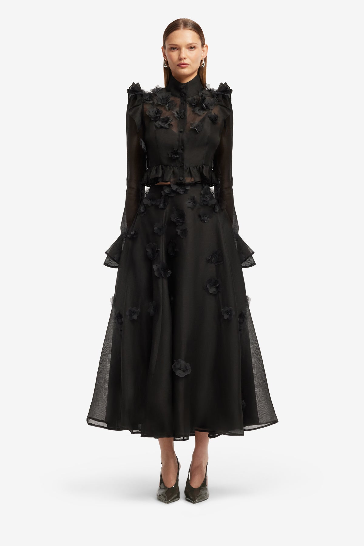 Leila Petal Midi Skirt - Ebony – LEO LIN
