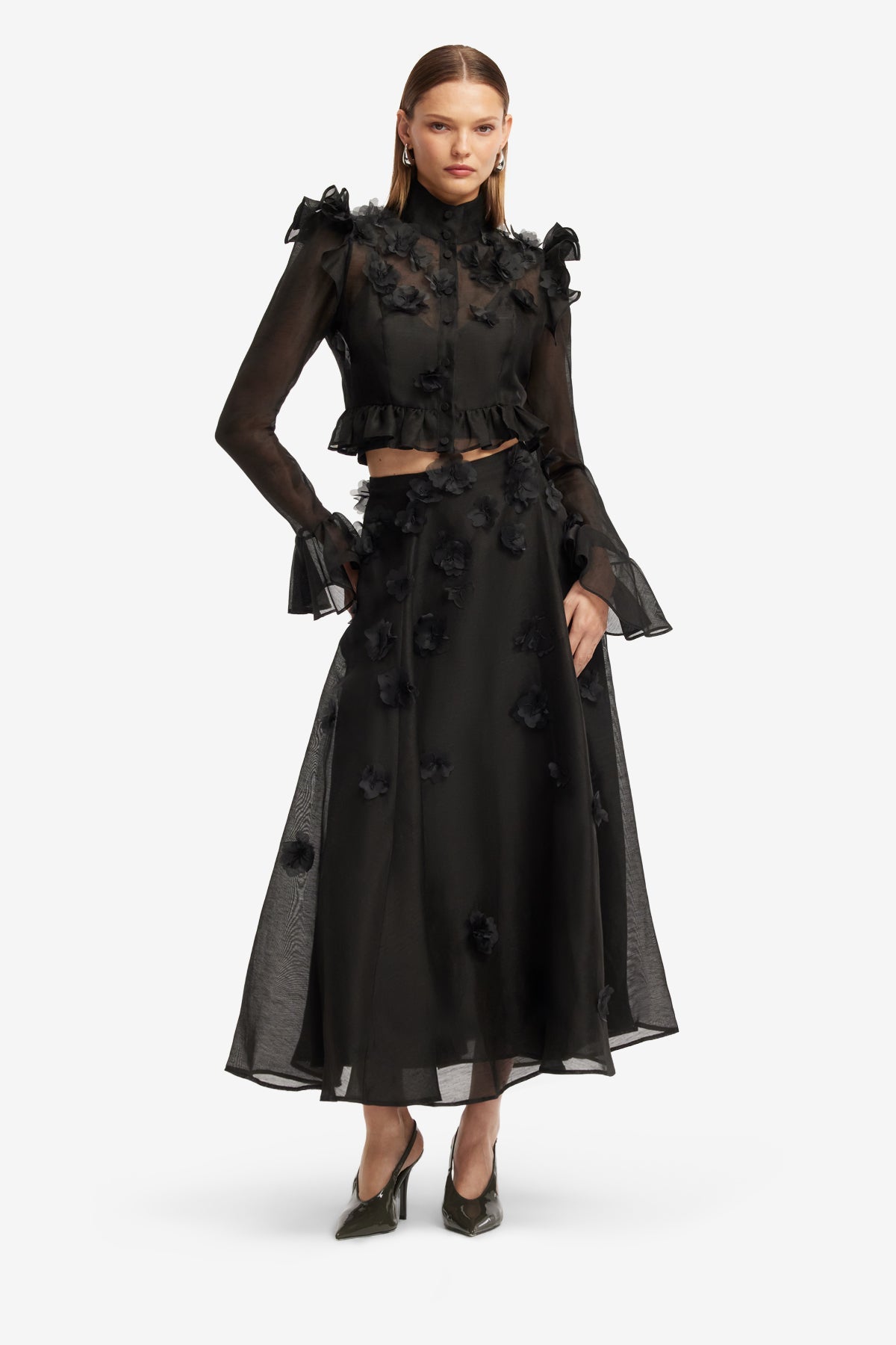 Leila Petal Midi Skirt - Ebony – LEO LIN