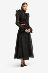 Leila Petal Midi Skirt - Ebony Skirts