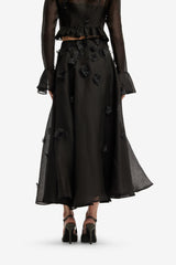 Leila Petal Midi Skirt - Ebony Skirts