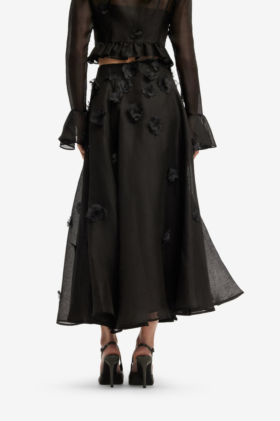 Leila Petal Midi Skirt - Ebony Skirts