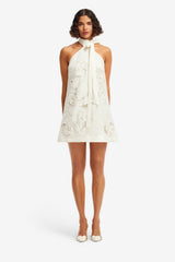 Lola Appliqué Halterneck Mini Dress - Snow Dress Mini