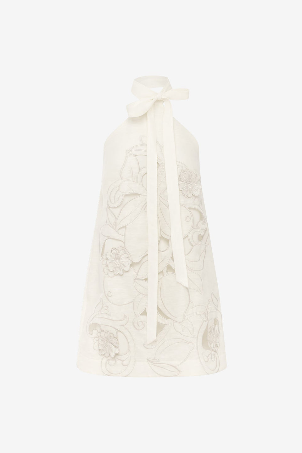 Lola Appliqué Halterneck Mini Dress - Snow Dress Mini