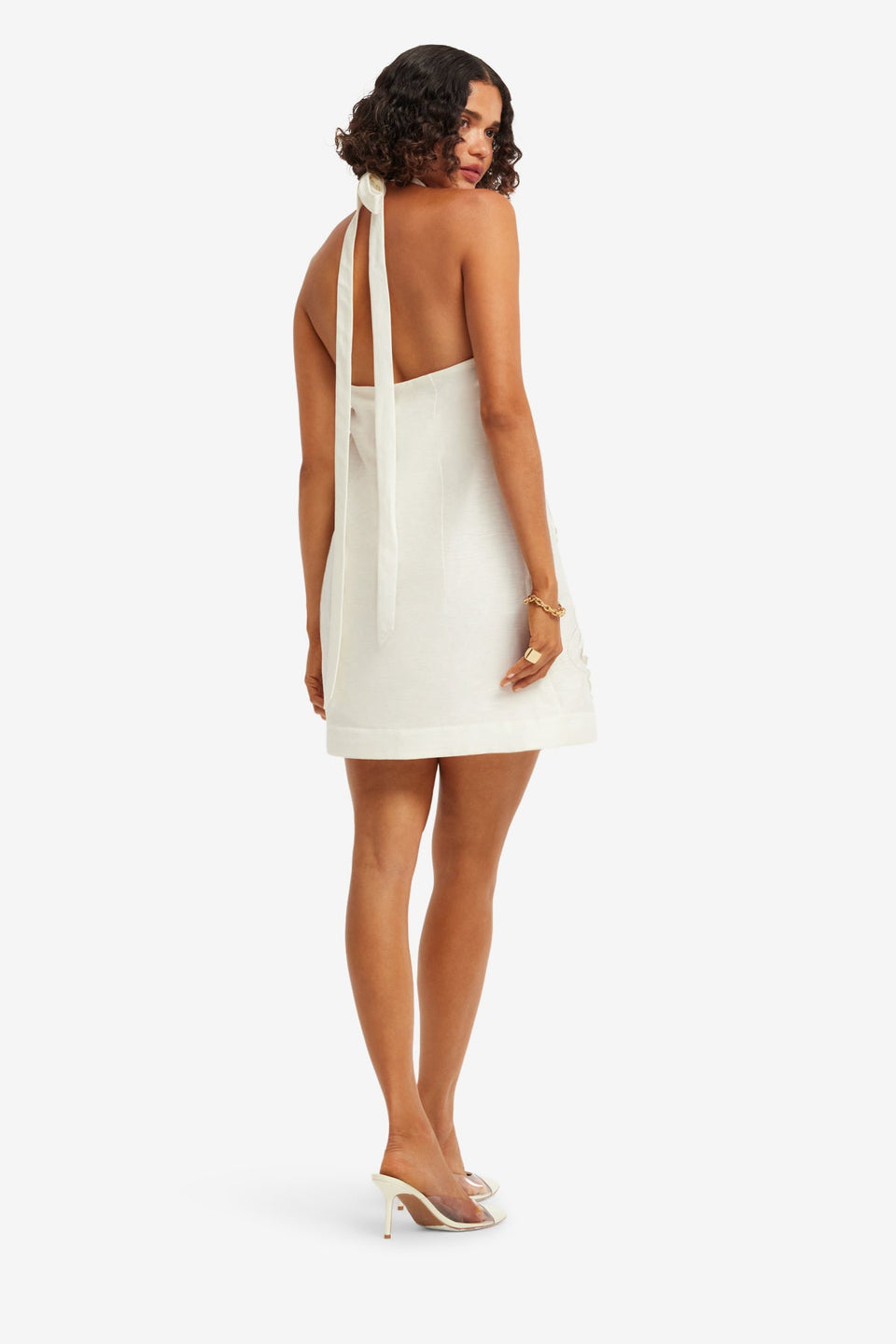 Lola Appliqué Halterneck Mini Dress - Snow Dress Mini