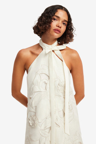 Lola Appliqué Halterneck Mini Dress - Snow Dress Mini