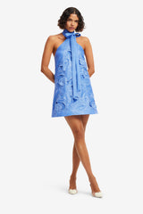 Lola Appliqué Halterneck Mini Dress - Azure Dress Mini