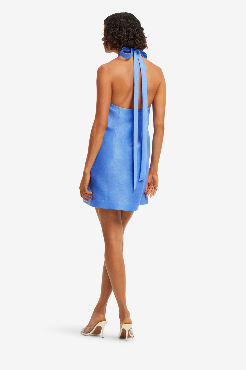 Lola Appliqué Halterneck Mini Dress - Azure Dress Mini