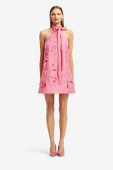 Lola Appliqué Halterneck Mini Dress - Fuchsia Dress Mini