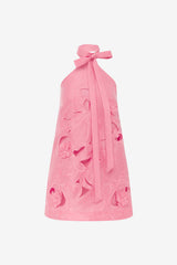 Lola Appliqué Halterneck Mini Dress - Fuchsia Dress Mini