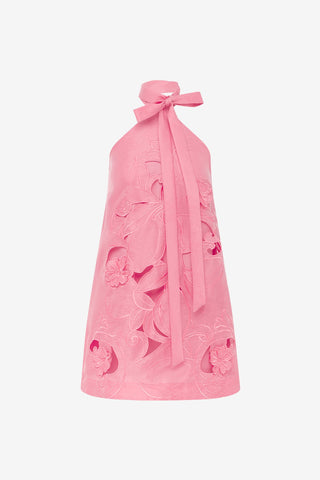 Lola Appliqué Halterneck Mini Dress - Fuchsia Dress Mini