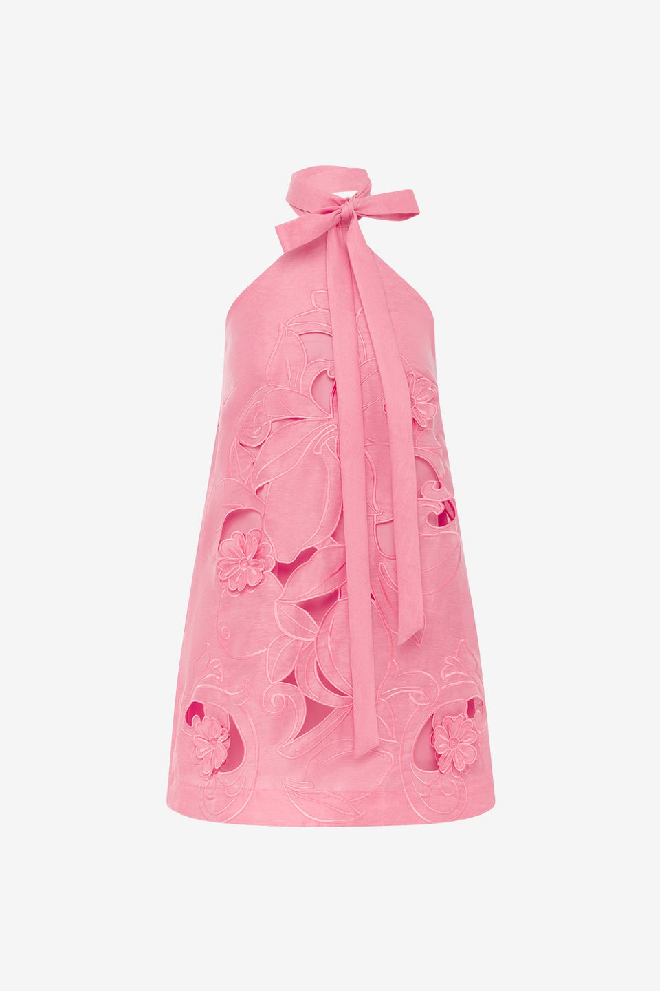 Lola Appliqué Halterneck Mini Dress - Fuchsia Dress Mini