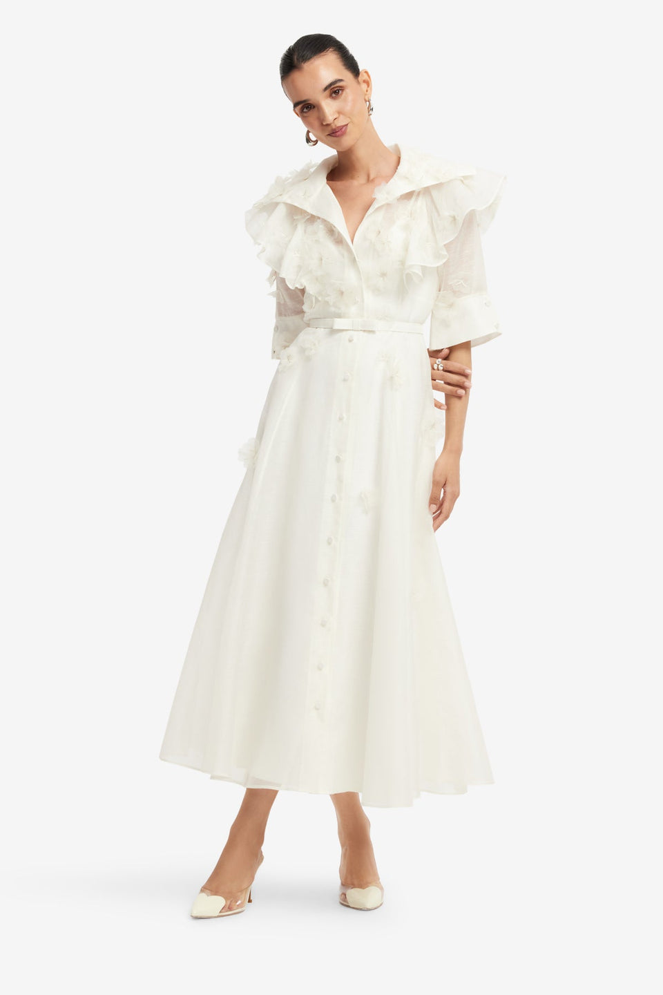 Anya Petal Midi Dress - Snow Dress Midi