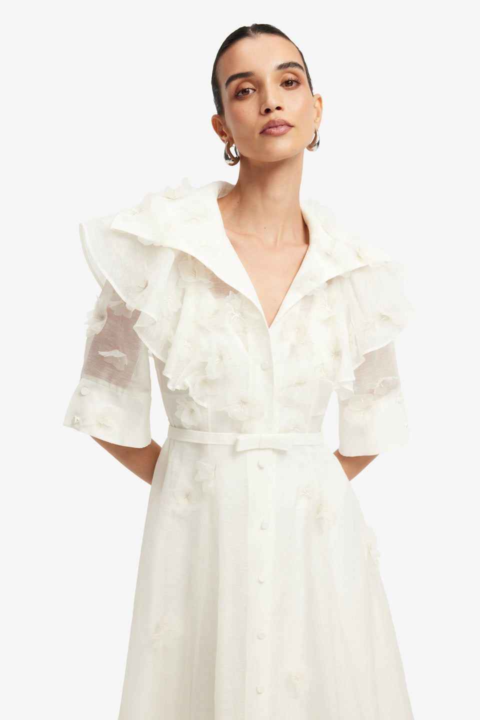 Anya Petal Midi Dress - Snow Dress Midi