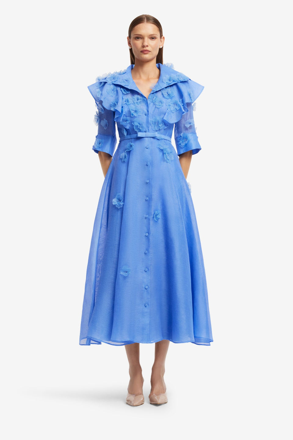 Anya Petal Midi Dress - Azure Dress Midi