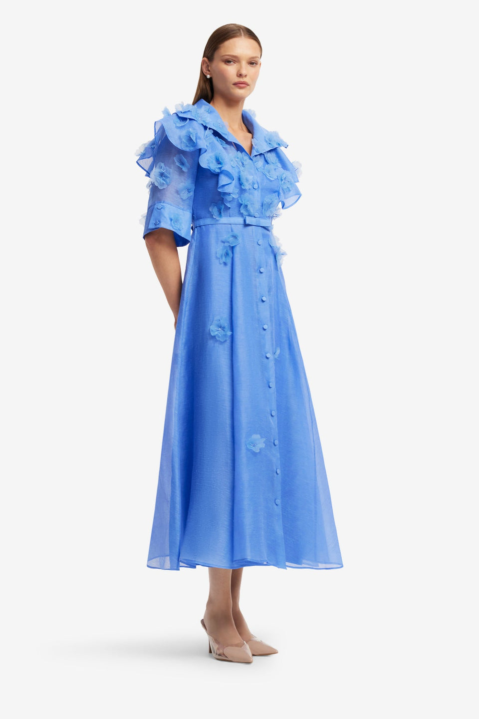 Anya Petal Midi Dress - Azure Dress Midi