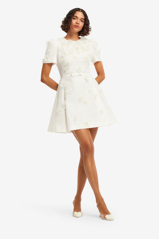 Elyse Petal Short Sleeve Mini Dress - Snow Dress Mini
