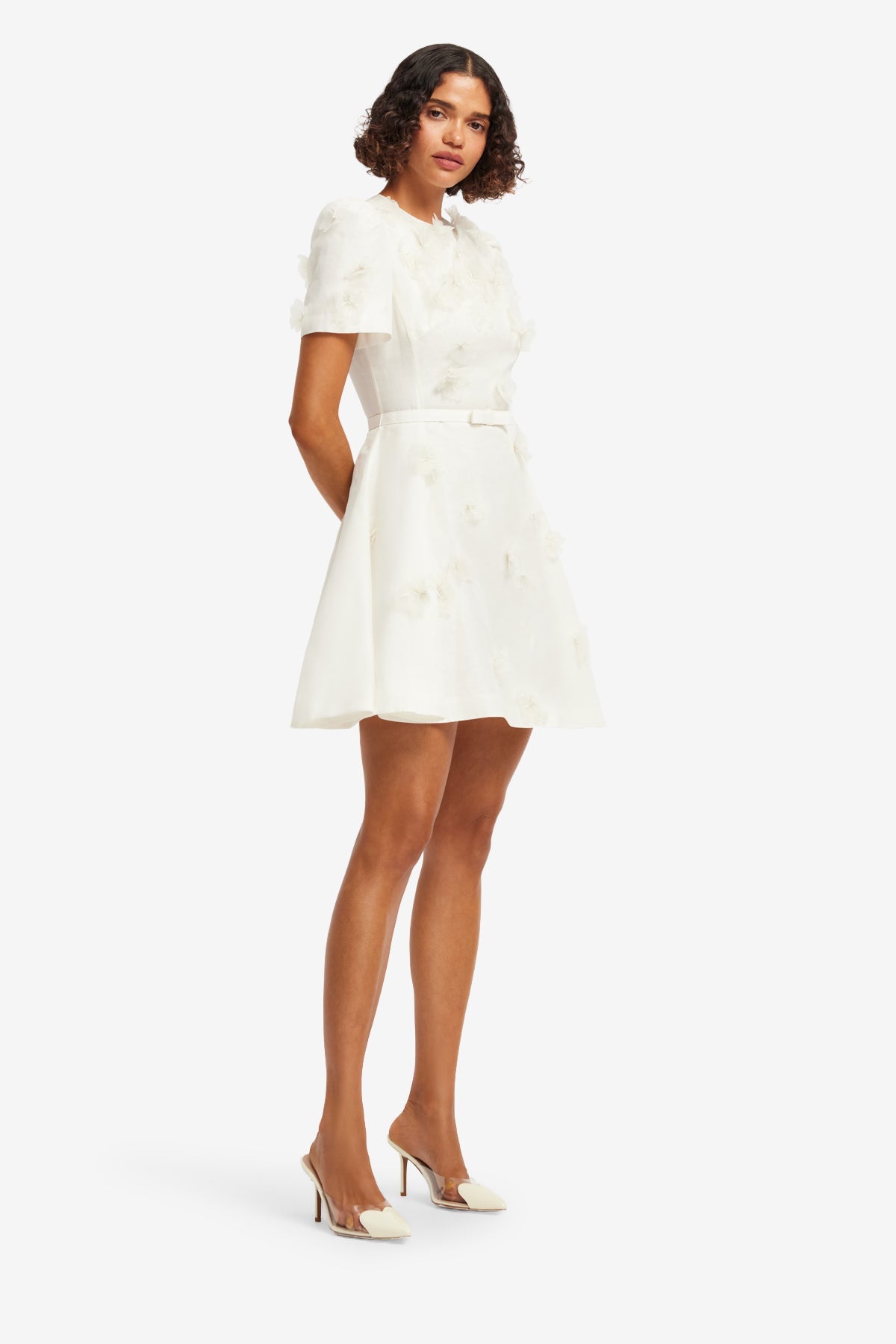 Elyse Petal Short Sleeve Mini Dress - Snow – LEO LIN