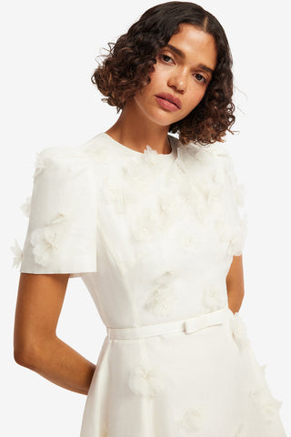 Elyse Petal Short Sleeve Mini Dress - Snow Dress Mini