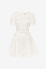 Elyse Petal Short Sleeve Mini Dress - Snow Dress Mini