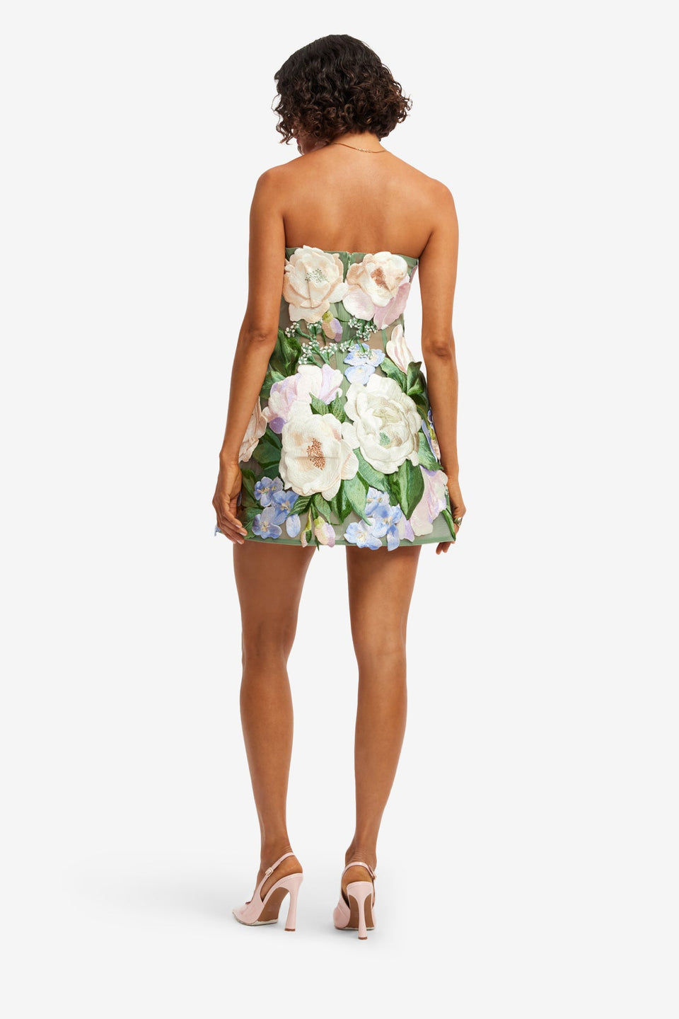 Exclusive LEO LIN Roselle Floral Hand-Embroidered Bustier Mini Dress - Blossom