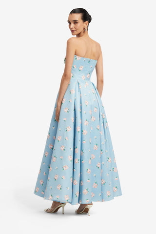 Nora Bustier Maxi Dress - Ditsy Floral Print in Blue Dress Maxi