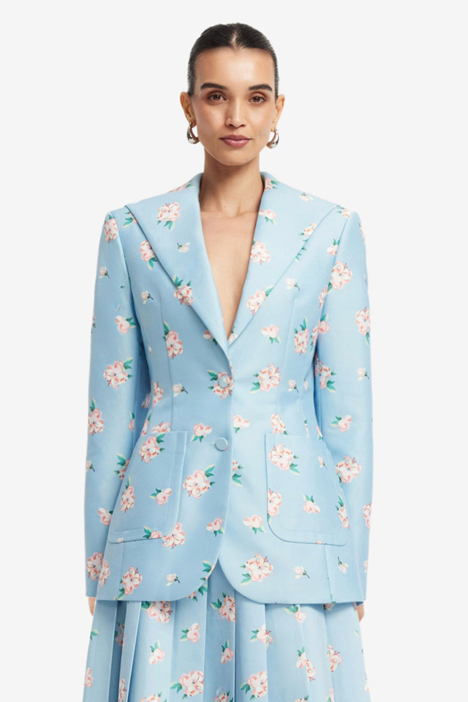 Exclusive LEO LIN Brynn Blazer - Ditsy Floral Print in Blue