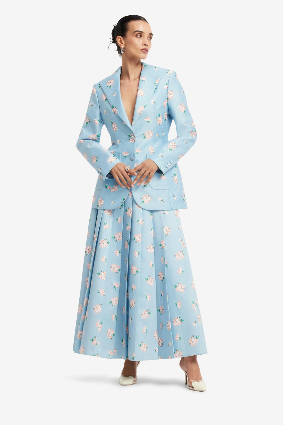 Exclusive LEO LIN Brynn Blazer - Ditsy Floral Print in Blue