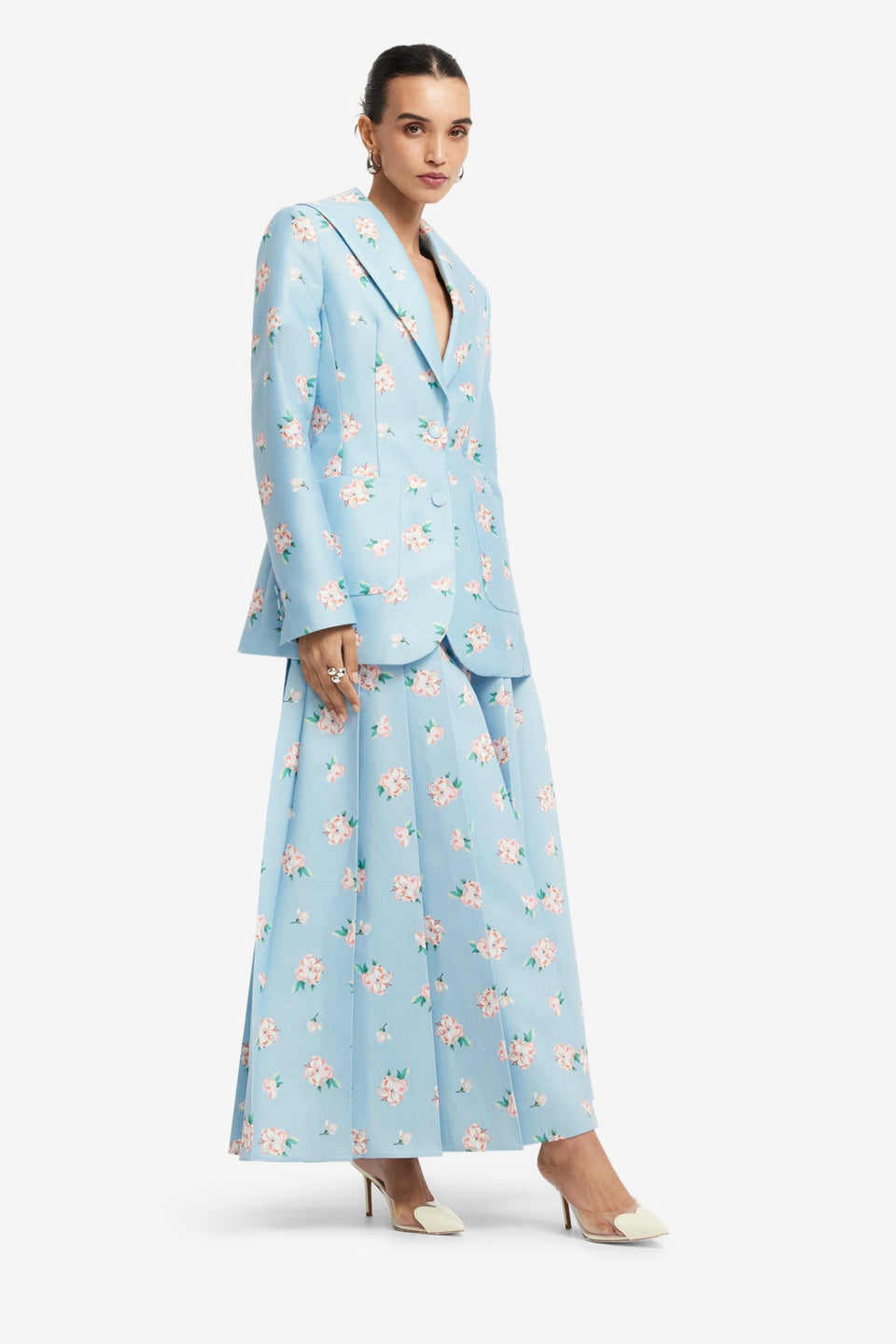 Exclusive LEO LIN Brynn Blazer - Ditsy Floral Print in Blue