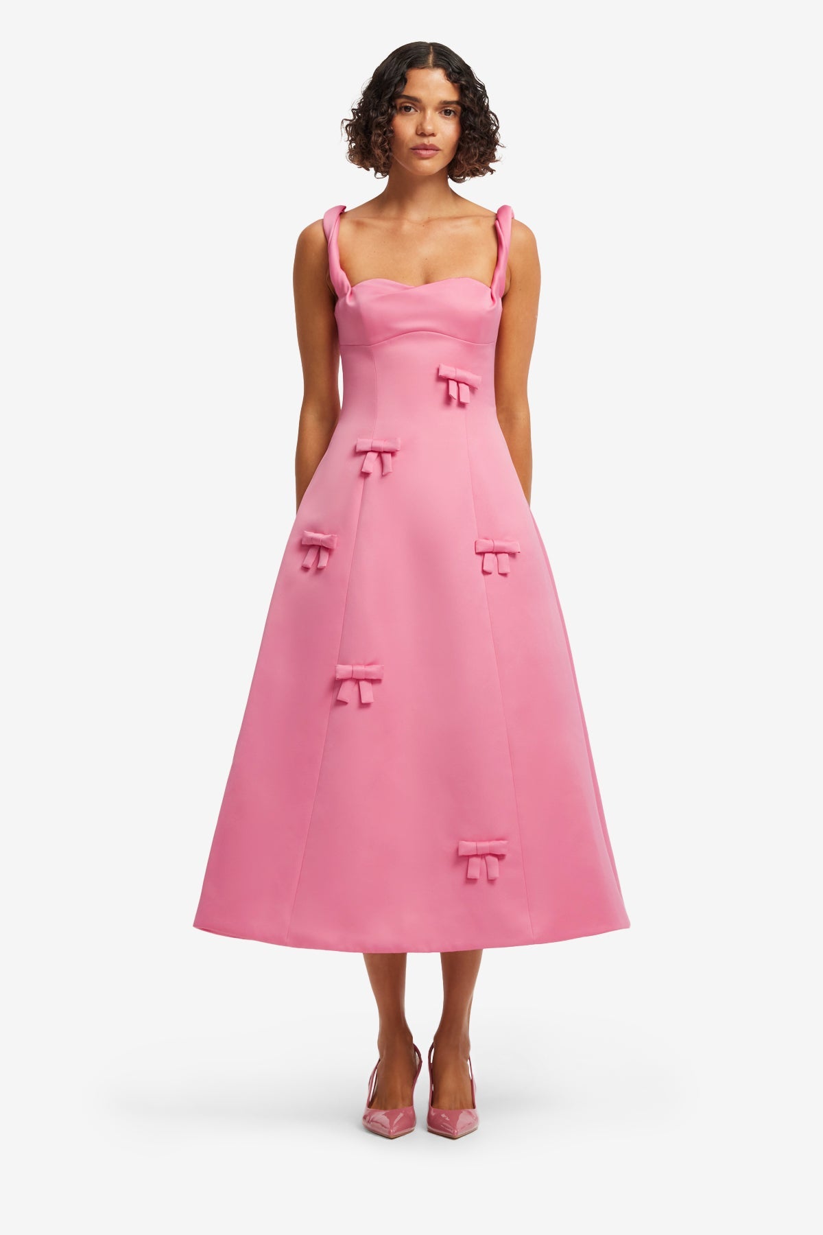 Beatrice Bow Midi Dress - Fuchsia – LEO LIN