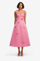 Beatrice Bow Midi Dress - Fuchsia Dress Midi