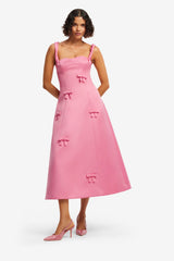 Beatrice Bow Midi Dress - Fuchsia Dress Midi