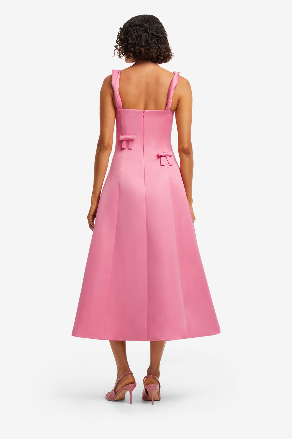 Exclusive LEO LIN Beatrice Bow Midi Dress - Fuchsia