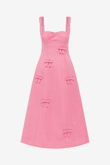 Beatrice Bow Midi Dress - Fuchsia Dress Midi
