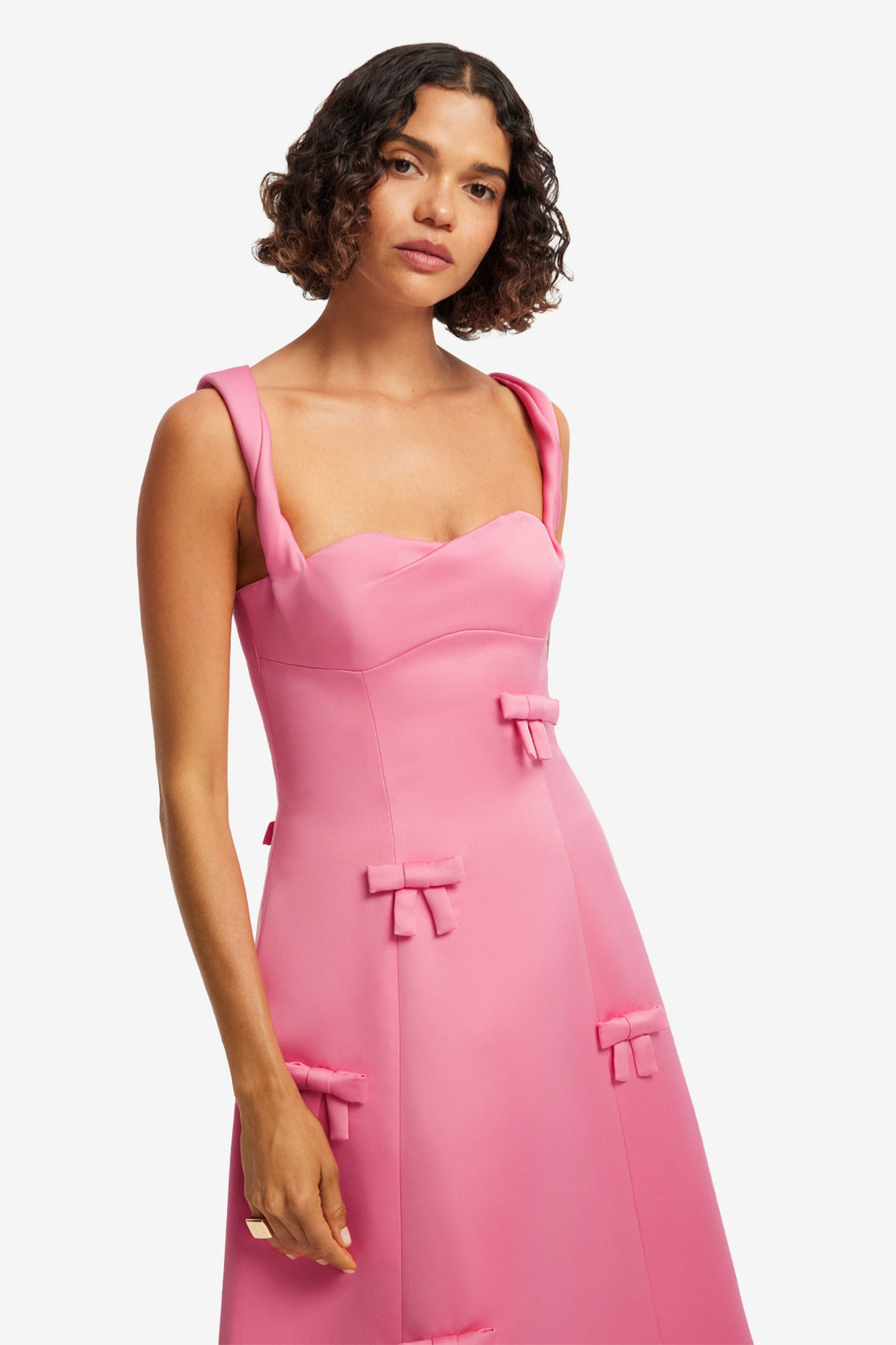 Exclusive LEO LIN Beatrice Bow Midi Dress - Fuchsia