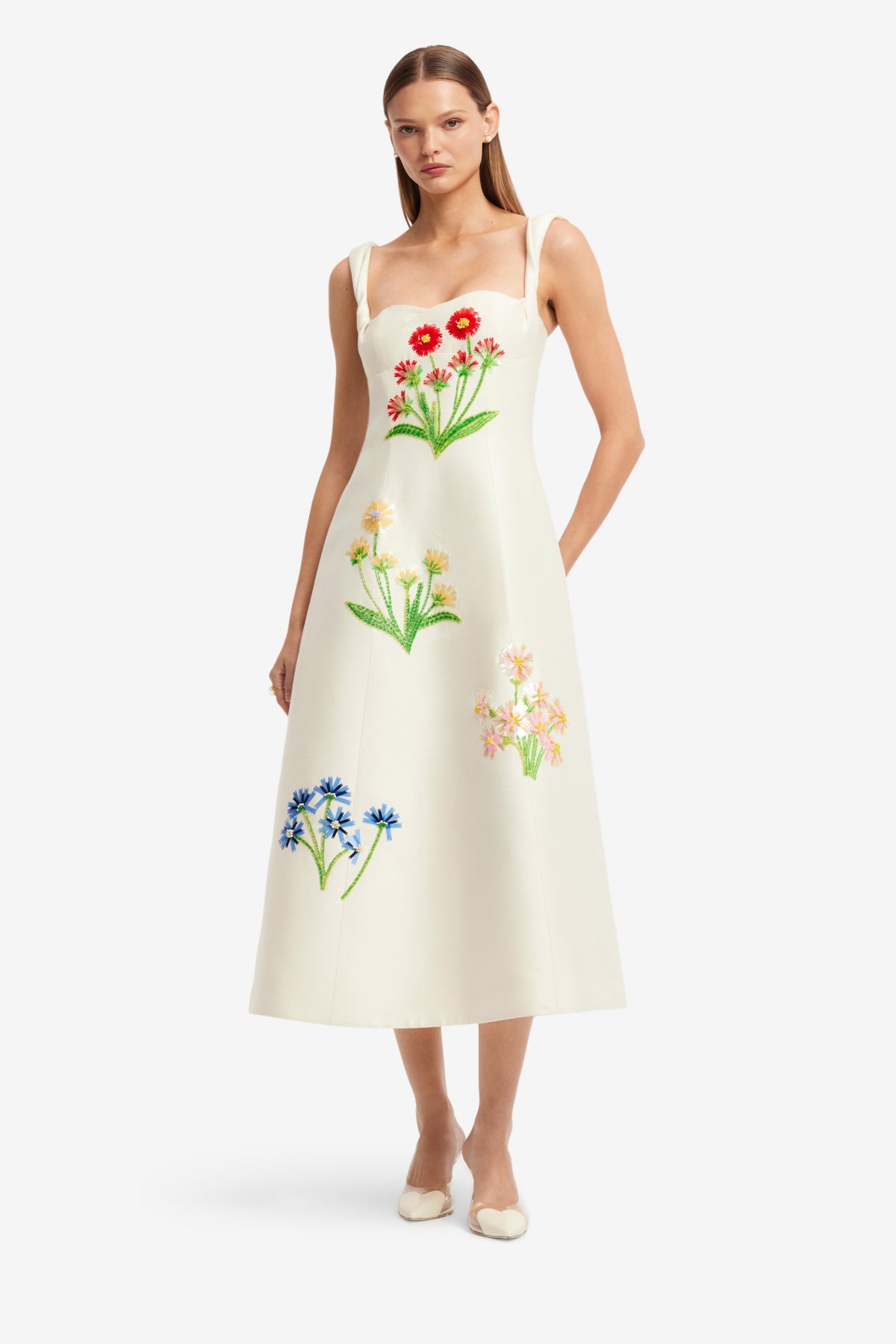 Beatrice Embellished Wool Midi Dress - Wildflower – LEO LIN