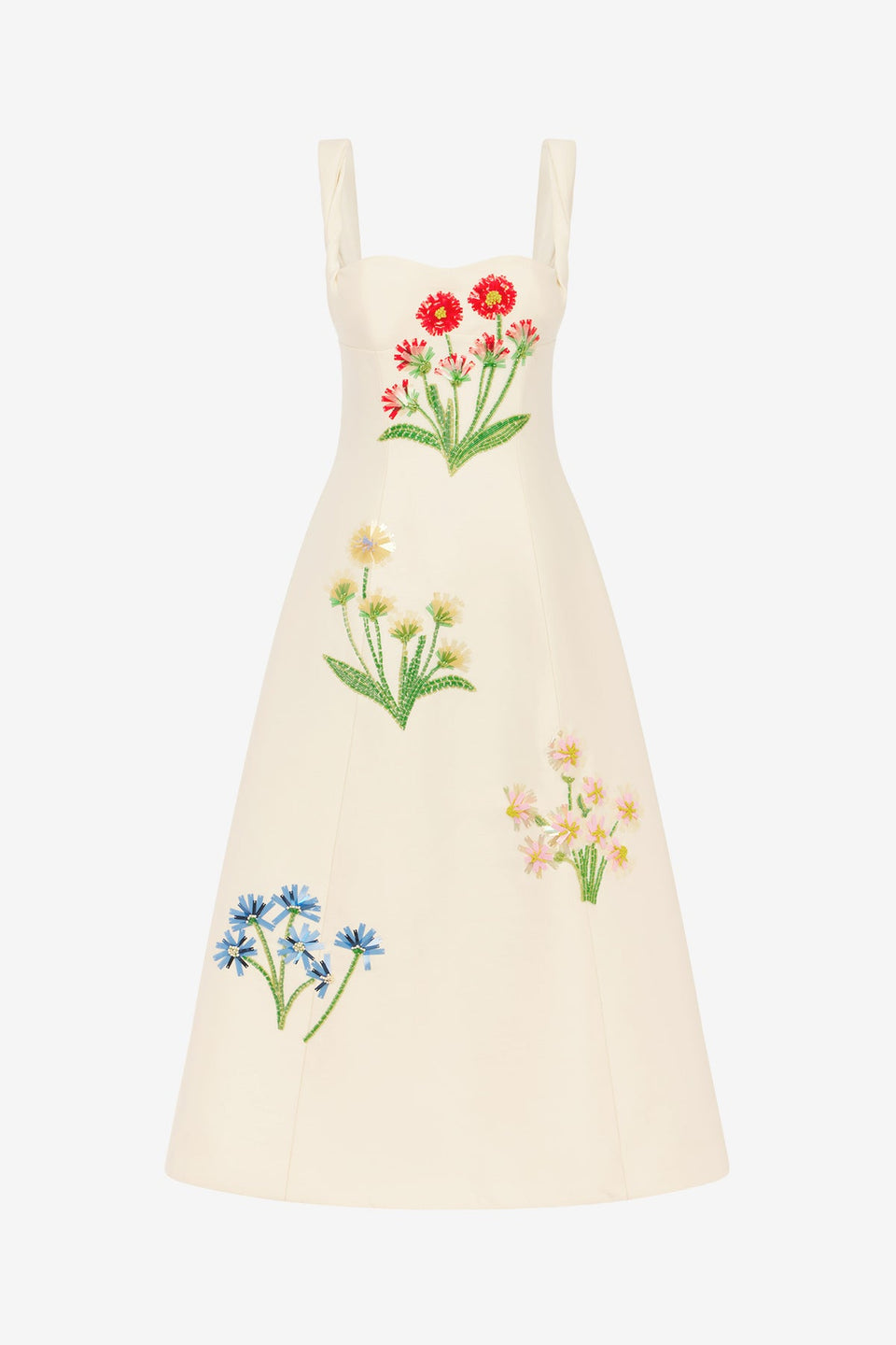 Exclusive LEO LIN Beatrice Embellished Wool Midi Dress - Wildflower